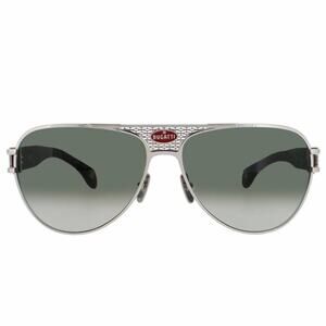 New! BUGATTI 11 SS Black and Sterling Silver Sunglasses Aviator Style, Authentic